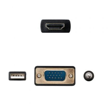 Nano Cable 10.15.4350 Cable Conversor HDMI Macho a VGA Macho con Jack 3.5 Macho y USB Macho 1.8m Negro