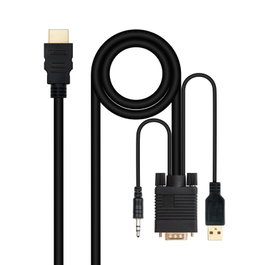 Nanocable Cable Conversor HDMI a VGA + Audio + USB, 1.8 m, Negro