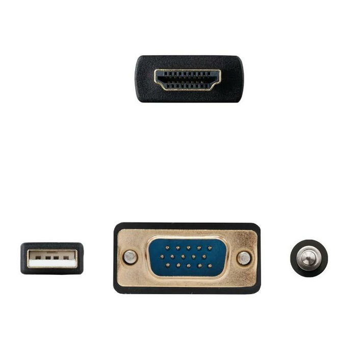 Nanocable Cable Conversor HDMI a VGA + Audio + USB, 1.8 m, Negro