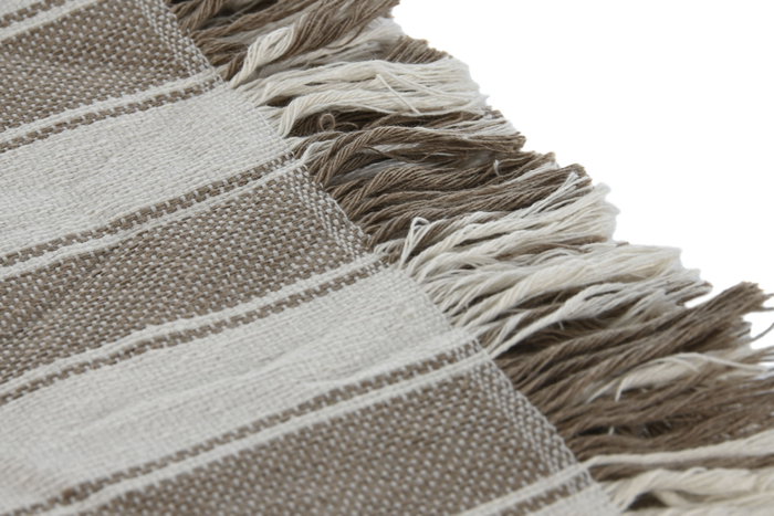 DKD Home Decor Plaid Beige Crudo Rayas Multiusos Hecho a Mano 260 x 230 cm