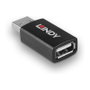 LINDY Cable USB 2.0 Tipo A Macho a Hembra Datos y Carga de Batería 1.2, Negro, 30.3 x 18.1 x 11 mm, Conectores Chapados en Níquel/Oro, 71263