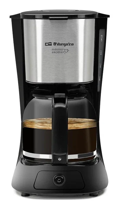 Orbegozo CG 4515 Cafetera de Goteo o Filtro, Eléctrica Manual, Capacidad 15 Tazas/1.5L, Jarra de Cristal y Filtro Lavable, Color Negro con Acero Inoxidable, 900W