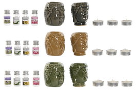 DKD Home Decor Quemador Oriental Verde Mostaza 13.5 x 8 x 17 cm Set de 9 (3 Unidades)