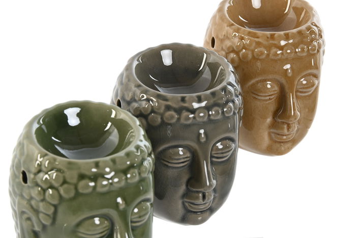 DKD Home Decor Quemador Oriental Verde Mostaza 13.5 x 8 x 17 cm Set de 9 (3 Unidades)