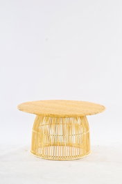 DKD Home Decor Mesa Centro Balines Natural Ratán Acero 75 x 75 x 40 cm