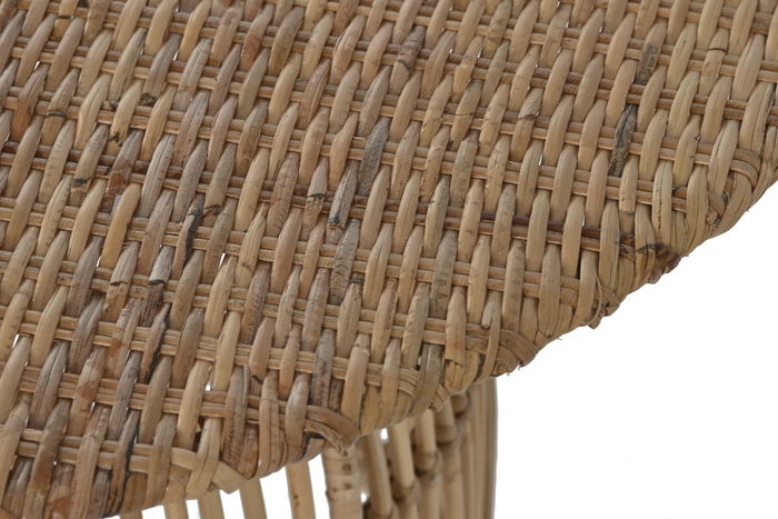 DKD Home Decor Mesa Centro Balines Natural Ratán Acero 75 x 75 x 40 cm