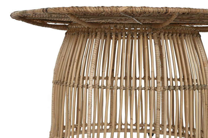 DKD Home Decor Mesa Centro Balines Natural Ratán Acero 75 x 75 x 40 cm