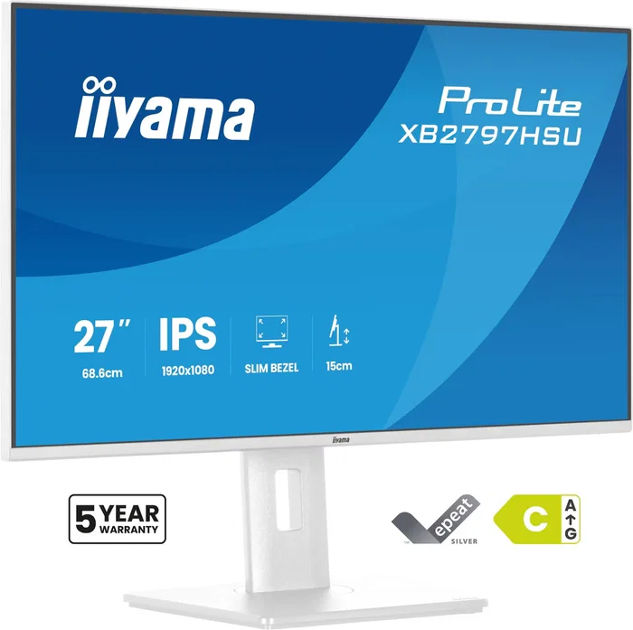 Iiyama ProLite XB2797HSU-W1 Monitor Gaming 27" Full HD (1920x1080) IPS 120Hz 1ms AMD FreeSync Flicker-Free USB-C Blanco