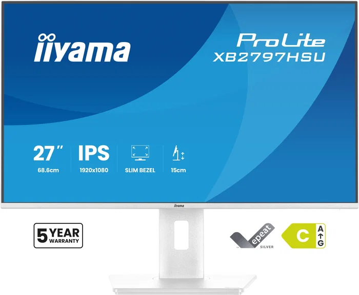 Iiyama ProLite XB2797HSU-W1 Monitor Gaming 27" Full HD (1920x1080) IPS 120Hz 1ms AMD FreeSync Flicker-Free USB-C Blanco