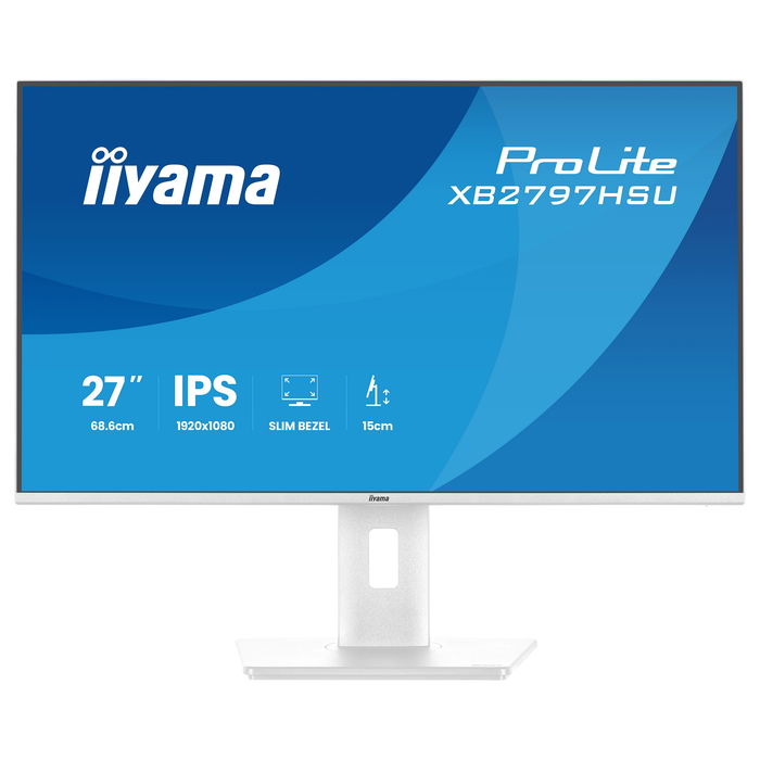 iiyama ProLite XB2797HSU-W1 Monitor 27" Full HD IPS 120Hz 1ms AMD FreeSync, Altavoces, USB-C, Blanco