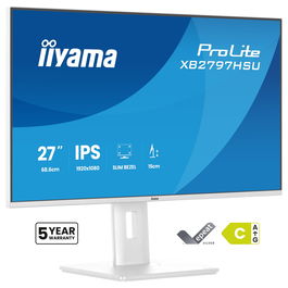 iiyama ProLite XB2797HSU-W1 Monitor 27" Full HD IPS 120Hz 1ms AMD FreeSync, Altavoces, USB-C, Blanco