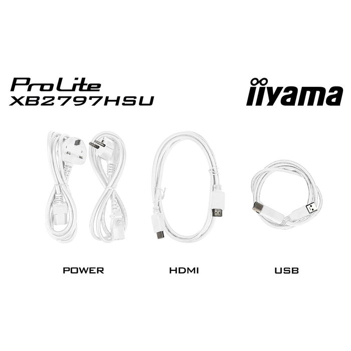 iiyama ProLite XB2797HSU-W1 Monitor 27" Full HD IPS 120Hz 1ms AMD FreeSync, Altavoces, USB-C, Blanco