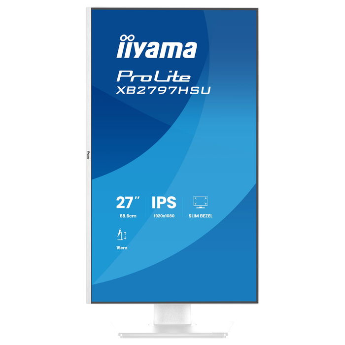 iiyama ProLite XB2797HSU-W1 Monitor 27" Full HD IPS 120Hz 1ms AMD FreeSync, Altavoces, USB-C, Blanco