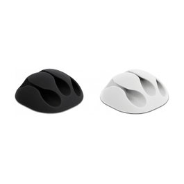 DeLOCK Juego de 6 soportes para cables autoadhesivos con 3 pasamuros, Negro/Blanco