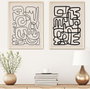 Wallity Cuadro Decorativo Enmarcado Huhu184 MDF y Madera Maciza 50x70 cm (2 Piezas)