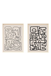 Wallity Cuadro Decorativo Enmarcado Huhu184 MDF y Madera Maciza 50x70 cm (2 Piezas)