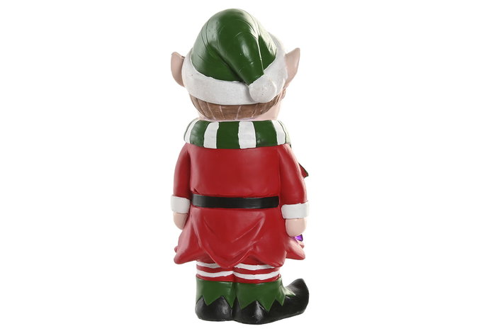 DKD Home Decor Figura Navidad Tradicional Elfo Multicolor Magnesia LED 13 x 32 x 15 cm (2 Unidades)