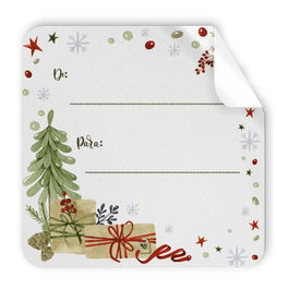 OEM SIN MARCA Etiquetas de Regalo Navideñas Cuadradas 40x40 mm, 250 uds.