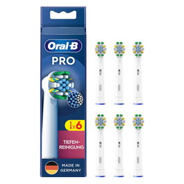 Oral-B Aufsteckbürsten Tiefenreinigung 6-Pack - 6 Cabezales de Recambio para Cepillo Eléctrico, Color Blanco, Caja