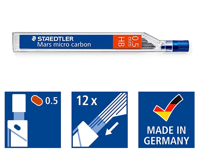 Staedtler Minas Mars Micro Carbon 0,5 mm HB, 12 unidades