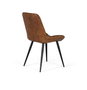 GINER Y COLOMER Silla de Comedor Tapizada en Piel Natural Marrón con Capitoné y Patas de Acero Negro Mate