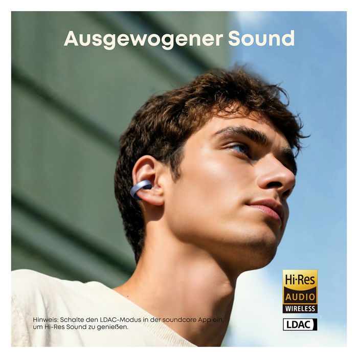 Anker AeroClip Soundcore Auriculares Abiertos Clip Azul Sonido Hi-Res LDAC Reducción de Ruido IP55 Llamadas con Asistente KI