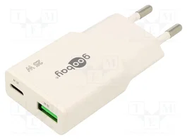 GOOBAY Cargador de Red 25W con USB-A y USB-C Power Delivery Blanco