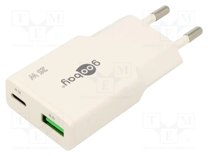 GOOBAY Cargador de Red 25W con USB-A y USB-C Power Delivery Blanco GOOBAY Cargador de Red 25W con USB-A y USB-C Power Delivery Blanco