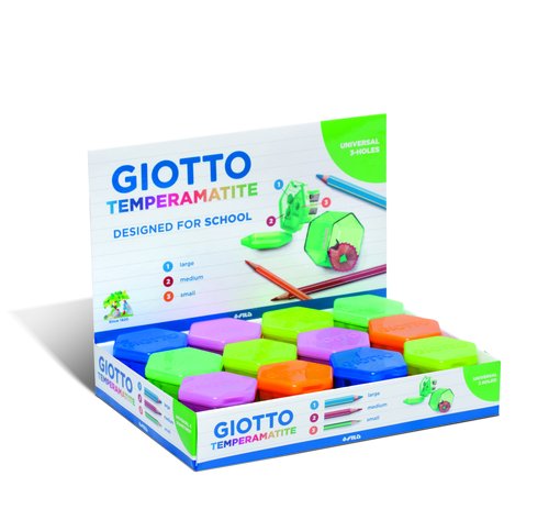 Giotto Afilalápices con Depósito 3 Agujeros Colores Surtidos Giotto Afilalápices con Depósito 3 Agujeros Colores Surtidos