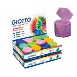 Giotto Afilalápices con Depósito, 3 Agujeros, Colores Surtidos