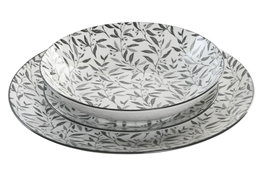 DKD Home Decor Set de Vajilla de 18 Piezas en Porcelana Bambú Gris Claro
