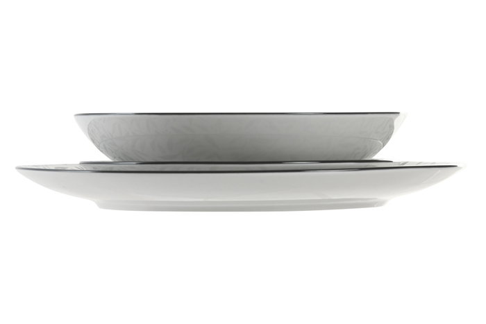 DKD Home Decor Set de Vajilla de 18 Piezas en Porcelana Bambú Gris Claro
