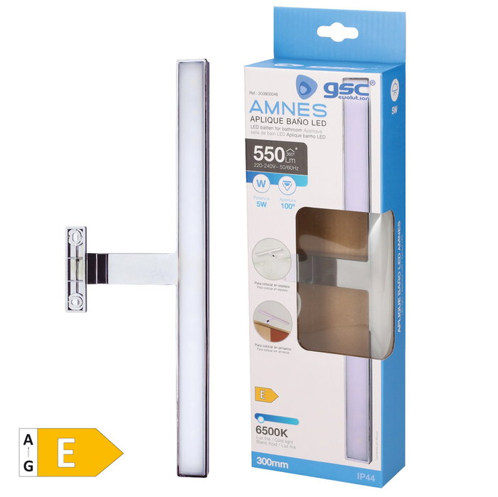 GSC Evolution Aplique baño LED Amnes 5W 6500K IP44 GSC Evolution Aplique baño LED Amnes 5W 6500K IP44