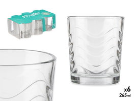 Vivalto Set 6 Vasos 265 ml Ondas Transparentes Vidrio Medidas 26.2x9x16 cm (Set de 8)