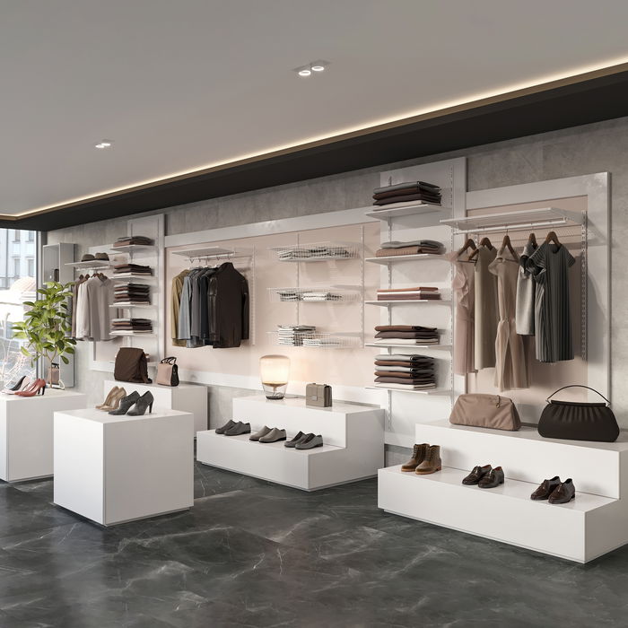 Emuca Kit para 3 estantes con sopores y perfiles de fijación a pared Jagmet, longitud 280mm, Acero, Pintado blanco