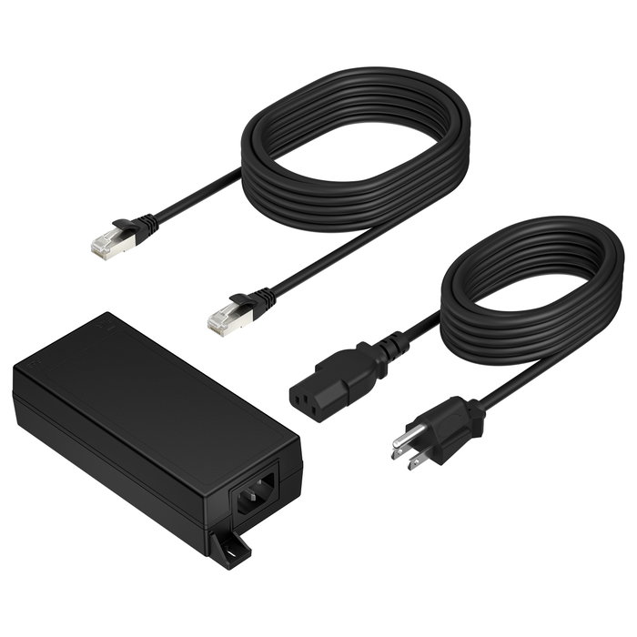 Poly Adaptador PoE++ 65W 2.5G con cable CAT6A de 3,66m y cable de alimentación, Negro Poly Adaptador PoE++ 65W 2.5G con cable CAT6A de 3,66m y cable de alimentación, Negro