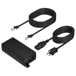 Poly Adaptador PoE++ 65 W 2.5G con cable Cat6a 3.66 m y cable de alimentación