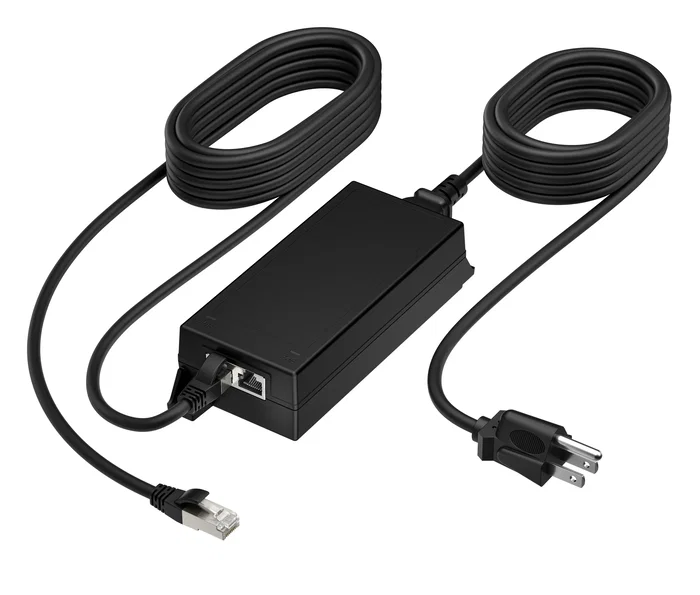 HP Poly Adaptador PoE++ 65W 2.5G con Cable CAT6A 3.66m y Cable de Alimentación - Negro