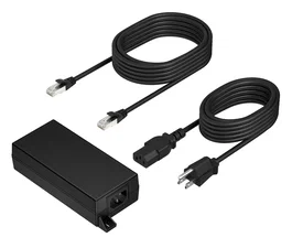 HP Poly Adaptador PoE++ 65W 2.5G con Cable CAT6A 3.66m y Cable de Alimentación - Negro
