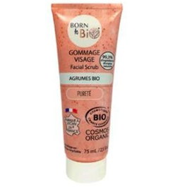 BORN TO BIO Exfoliante Facial para Piel Grasa 75ml, Certificación COSMOS Organic Ecocert, Tratamiento Exfoliante Natural con Frutas Cítricas
