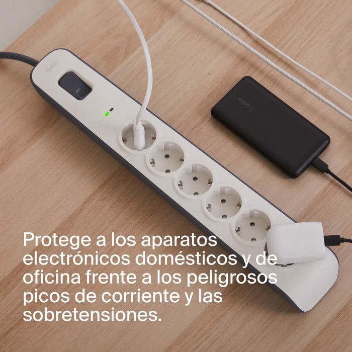 Belkin BSV603VF2M-V2 Regleta con 6 salidas AC y protección contra sobretensiones, 2m