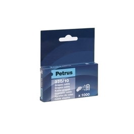 PETRUS Grapas 330/10 mm para Cable Cobreadas, Caja de 1000