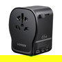 UGREEN Adaptador de Viaje GaN 65W Universal Carga Rápida USB-C/A, Enchufes USA/EU/UK/AU/CN - Compatible con MacBook, iPhone, Samsung