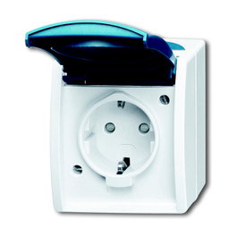 BUSCH-JAEGER Ocean Steckdose Klappdeckel 1-fach AP gris/azul verdoso