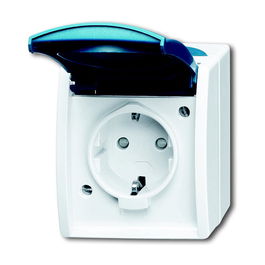 BUSCH-JAEGER 2083-0-0817 Enchufe de 1 toma con tapa abatible IP44 Gris/Azul Verdoso