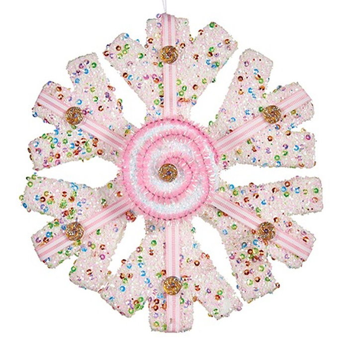Adorno Navideño Krist+ Blanco Rosa Copos de nieve 17 x 6 x 17 cm (8 Unidades)