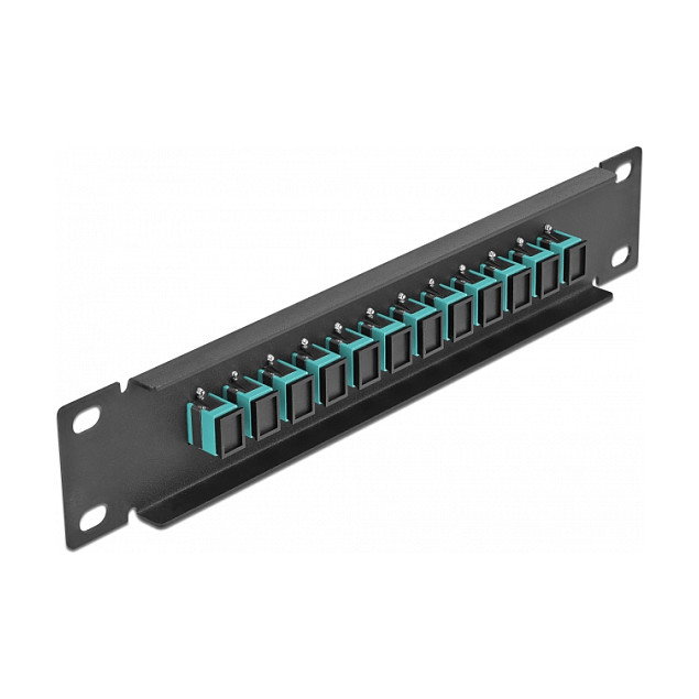 DeLOCK Patchpanel Fibra Óptica 12 Puertos SC Simplex 1U Rack, Aqua/Negro, Referencia 10? LWL
