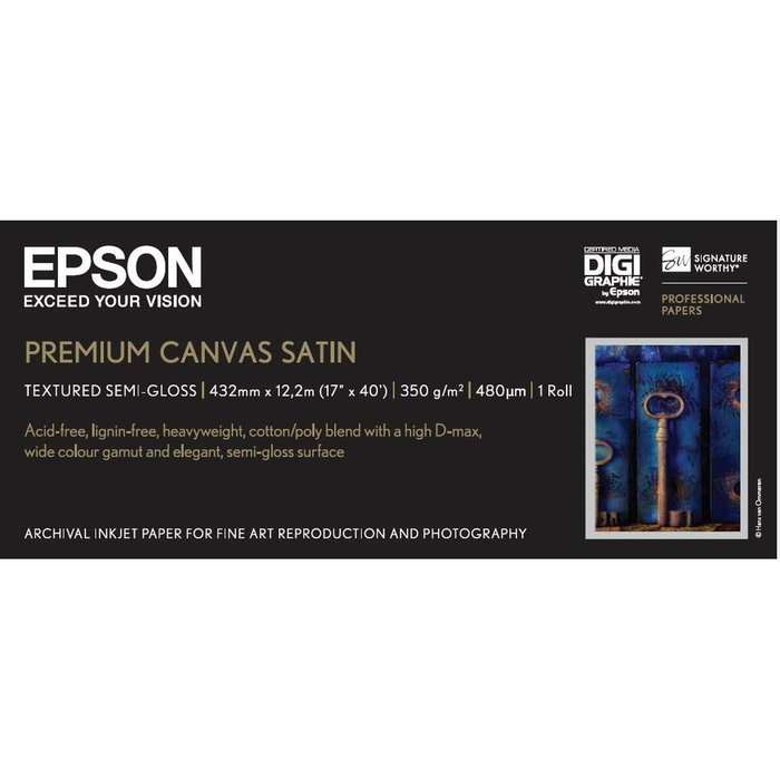Epson Premium Canvas Satin Rollo 17 pulg x 12,2 m 350g/m²