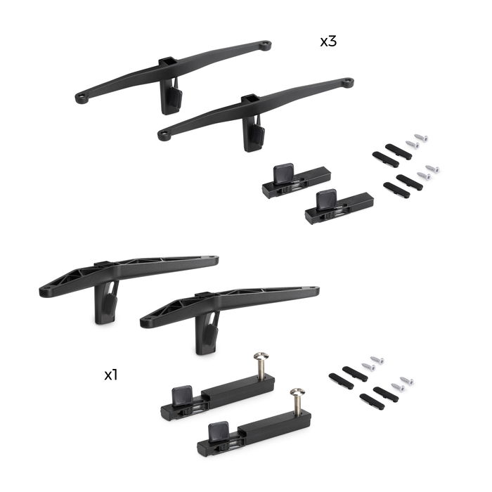 Emuca Kit de soportes para 3 estantes de madera y 1 módulo para la estructura Zero, Zamak, Pintado negro texturizado