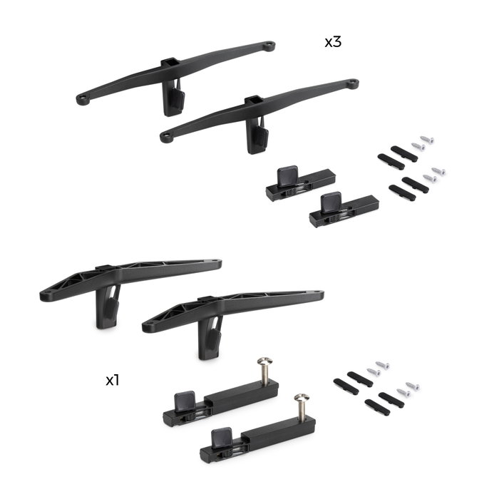 Emuca Kit de soportes para 3 estantes de madera y 1 módulo para la estructura Zero, Zamak, Pintado negro texturizado